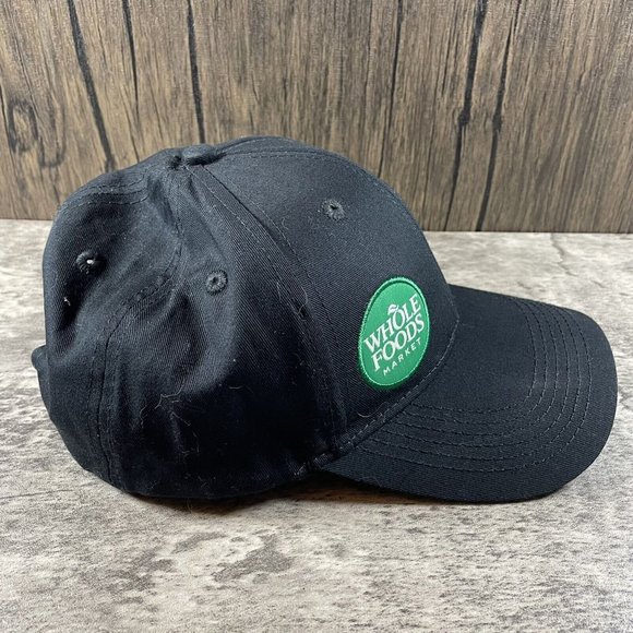 Whole Foods Market Employee Adjustable Black Cap Hat OSFM Unisex Organic Cotton - Picture 3 of 7
